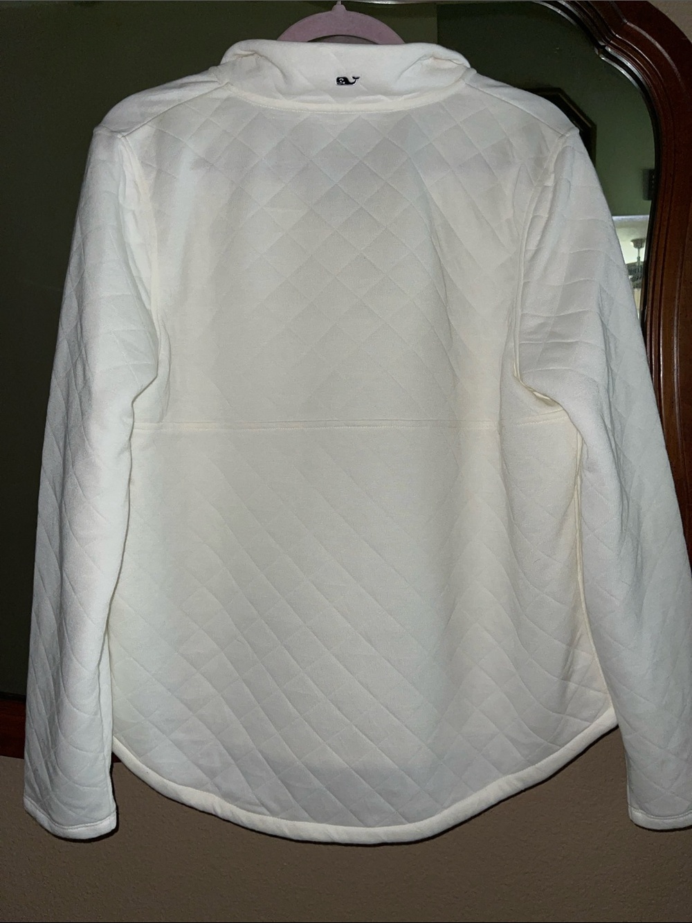 Vineyard Vines Cream Quilted Snap Pullover Size Large - Picture 6 of 7